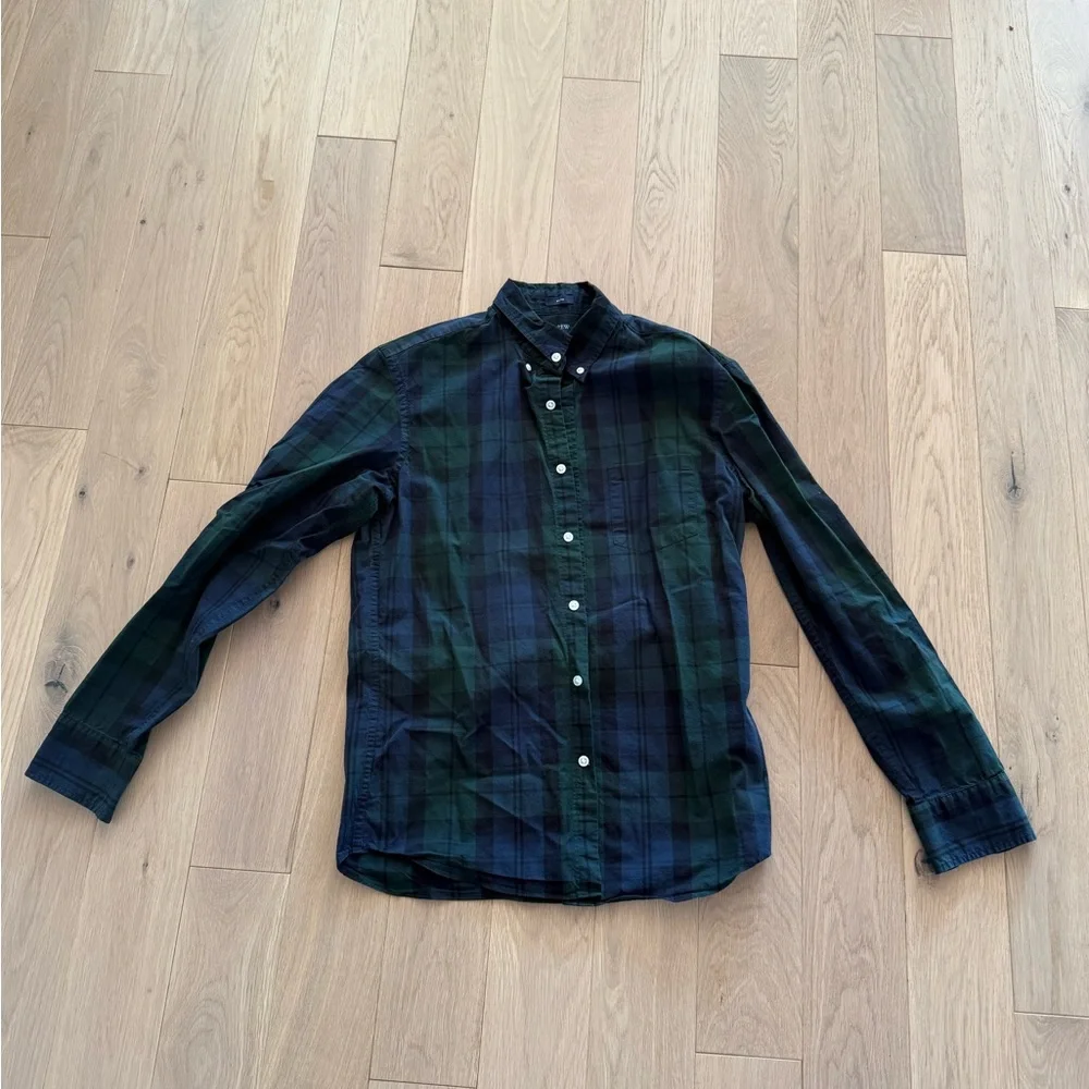 J.Crew Slim Flex Washed Plaid Shirt Preppy New England Cabin Core Rugged Hiking